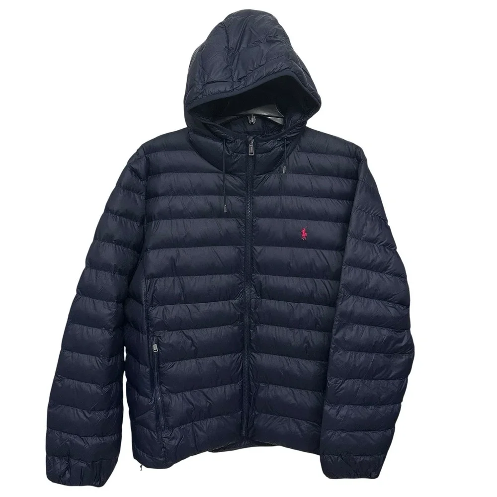 Polo Ralph Lauren Men's Size XXL Puffer Jacket Navy‎ Blue Hooded Zip Pockets NWT